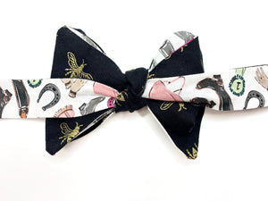 Gold Bee Derby Theme Mens Reversible Bow Tie