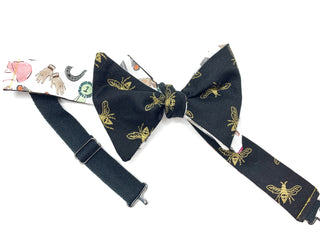 Gold Bee Derby Theme Mens Reversible Bow Tie