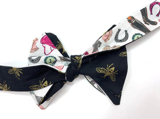 Gold Bee Derby Theme Mens Reversible Bow Tie