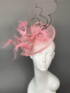 Pink and Black Fascinator, British Hat, Womens Tea Party Hat, Church Hat, Derby Hat, Fancy Hat, Pink Hat, Tea Party Hat, wedding hat