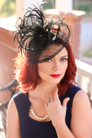 Black Fascinator on headband