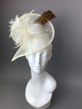 Load image into Gallery viewer, Ivory Fascinator, Womens Tea Party Hat, Hat with Veil, Church Hat, Derby Hat, Fancy Hat, Ivory Hat, Tea Party Hat, wedding hat, British Hat