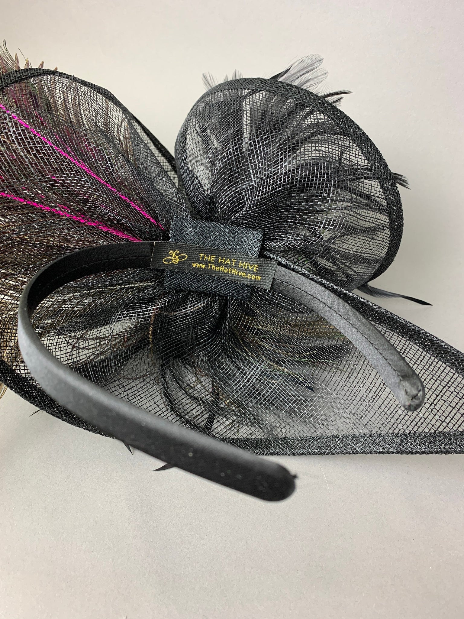 BLACK CRINOLINE HAT WITH PHEASANT FEATHERS – The Hat Hive