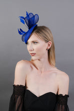 Load image into Gallery viewer, Royal Blue Fascinator with both headband and hair clip option, Tea Party Hat, Kentucky Derby Hat, British Hat, Wedding hat, women&#39;s hat