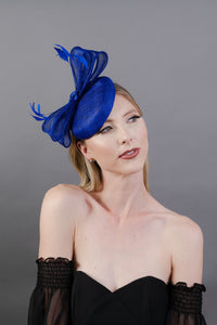 Royal Blue Fascinator with both headband and hair clip option, Tea Party Hat, Kentucky Derby Hat, British Hat, Wedding hat, women&#39;s hat