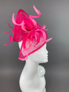 Fuschia and light pink Fascinator, Womens Tea Party Hat, Church Hat, Derby Hat, Fancy Hat, Bachelorette Hat, Tea Party Hat, wedding hat
