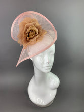 Load image into Gallery viewer, Blush Pink, feather free fascinator on headband, Blush, Womens hat, Tea Party Hat, Church Hat, Derby Hat, Fancy Hat, blush rose