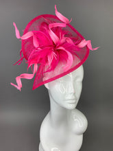 Load image into Gallery viewer, Fuschia and light pink Fascinator, Womens Tea Party Hat, Church Hat, Derby Hat, Fancy Hat, Bachelorette Hat, Tea Party Hat, wedding hat