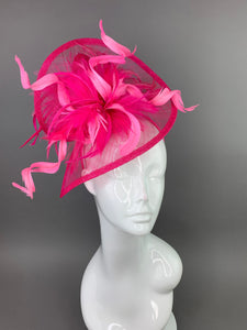 Fuschia and light pink Fascinator, Womens Tea Party Hat, Church Hat, Derby Hat, Fancy Hat, Bachelorette Hat, Tea Party Hat, wedding hat