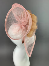 Load image into Gallery viewer, Blush Pink, feather free fascinator on headband, Blush, Womens hat, Tea Party Hat, Church Hat, Derby Hat, Fancy Hat, blush rose