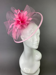 Light Pink Fascinator on headband, Women's Tea Party Hat, Hat with Veil, Church Hat, Kentucky Derby Hat, Fancy Hat, wedding hat,