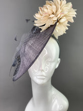 Load image into Gallery viewer, Gray and Cream Fascinator, hatinator, Kentucky Derby Hat, Church Hat, Fancy Hat, Royal Hat, Tea Party Hat, wedding hat