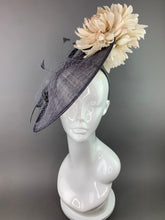 Load image into Gallery viewer, Gray and Cream Fascinator, hatinator, Kentucky Derby Hat, Church Hat, Fancy Hat, Royal Hat, Tea Party Hat, wedding hat