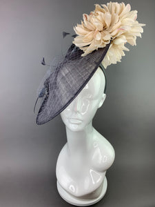 Gray and Cream Fascinator, hatinator, Kentucky Derby Hat, Church Hat, Fancy Hat, Royal Hat, Tea Party Hat, wedding hat