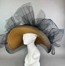 Load image into Gallery viewer, Black and Brown, Derby Hat, Feather Free, Kentucky Derby Hat, Tea Party Hat, Formal Hat, Church Hat, Wedding Hat, Funeral Hat, Wide Brim Hat