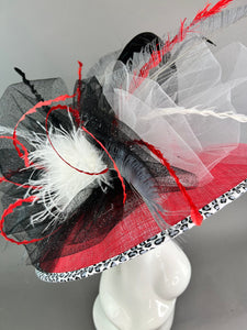 Red, Black & White Derby Hat, Black Church hat, Tea Party Hat, Black Hat, Tea Party Hat, Fashion Hat, Church Hat, Wide Brim hat