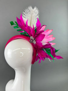 Fuschia Pink Fascinator, Kelly Green Fascinator, Women's, Church Hat, Derby Hat, Fancy Hat, Bachelorette Hat, Tea Party Hat, wedding hat