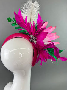 Fuschia Pink Fascinator, Kelly Green Fascinator, Women's, Church Hat, Derby Hat, Fancy Hat, Bachelorette Hat, Tea Party Hat, wedding hat