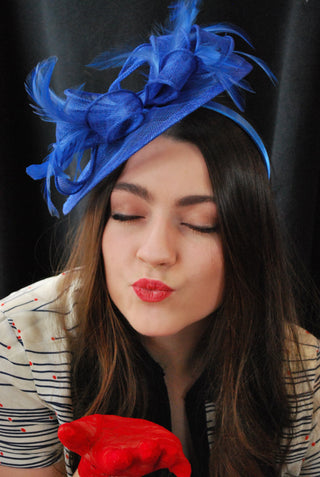 Fascinator, Royal Blue Fascinator, Tea Party Hat, Church Hat, Derby Hat, British Hat, Wedding hat, Blue Fascinator, womens hat, Royal Hat