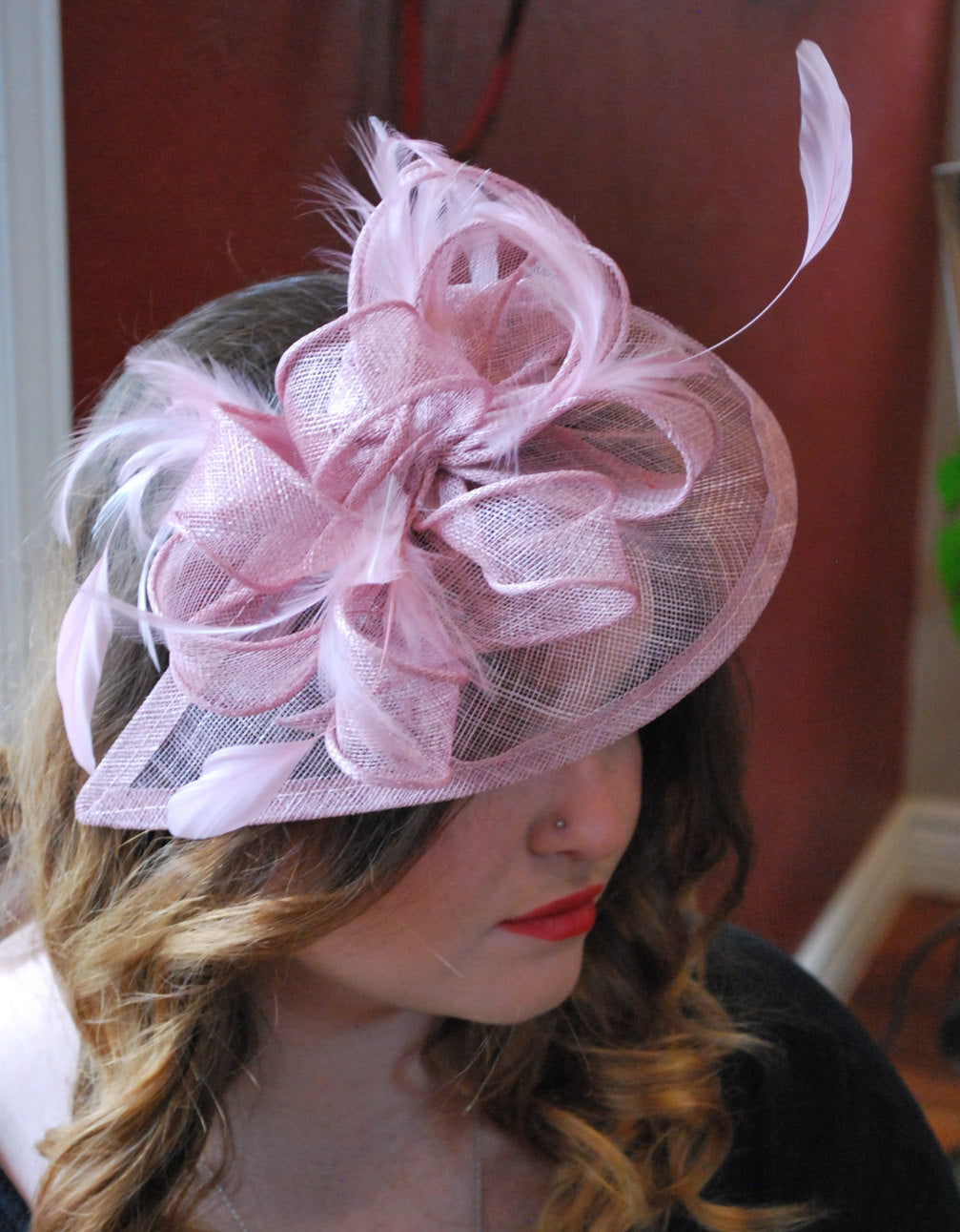Blush Pink Fascinator, British Hat, Womens Tea Party Hat, Church Hat, Derby Hat, Fancy Hat, Pink Hat, Tea Party Hat, wedding hat