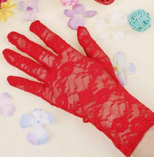 Load image into Gallery viewer, Red Lace Gloves