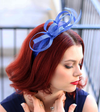 Royal Blue Fascinator, Womens Tea Party Hat, Church Hat, Derby Hat, Fancy Hat, Navy Blue Hat, Tea Party Hat, wedding hat