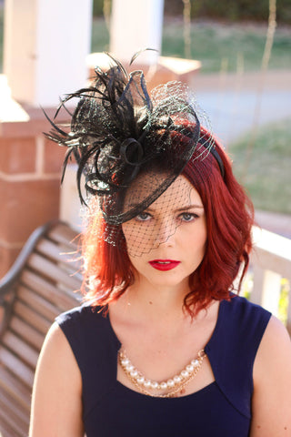 BLACK KENTUCKY DERBY HAT FOR WOMEN
