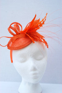 The Haleigh Marigold Orange Fascinator, Tea Party Hat, Church Hat, Kentucky Derby Hat, Fancy Hat, British, Wedding Hat, Fascinator
