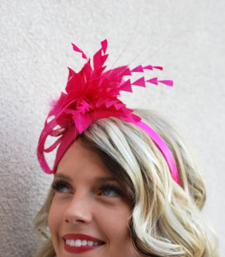 Fuchsia Pink Fascinator on headband, Tea Party Hat, Church Hat, Kentucky Derby Hat, Fancy Hat, Pink Hat, wedding hat, British Hat