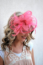 Load image into Gallery viewer, The Kenni Bubble Gum Pink Fascinator, Women&#39;s Tea Party Hat, Church Hat, Derby Hat, Fancy Hat, Pink Hat, Tea Party Hat, wedding hat