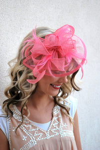 The Kenni Bubble Gum Pink Fascinator, Women&#39;s Tea Party Hat, Church Hat, Derby Hat, Fancy Hat, Pink Hat, Tea Party Hat, wedding hat