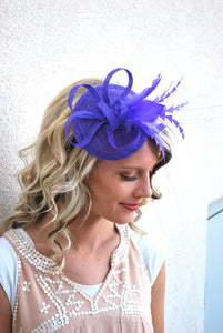 Royal Purple Fascinator, Tea Party Hat, Church Hat, Kentucky Derby Hat, Fancy Hat, British Hat, Wedding Hat Plum Purple Fascinator