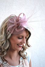 Load image into Gallery viewer, The Haleigh Blush Pink Fascinator, Tea Party Hat, Church Hat, Derby Hat, Fancy Hat, Pink Hat, Tea Party Hat, wedding hat