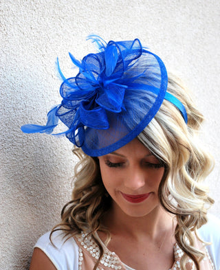 Royal Blue Fascinator, Tea Party Hat, Church Hat, Derby Hat, Fancy Hat, Royal Blue Hat, wedding hat, Blue Fascinator, womens hat