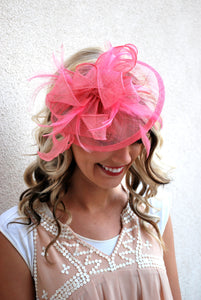 The Kenni Bubble Gum Pink Fascinator, Women&#39;s Tea Party Hat, Church Hat, Derby Hat, Fancy Hat, Pink Hat, Tea Party Hat, wedding hat
