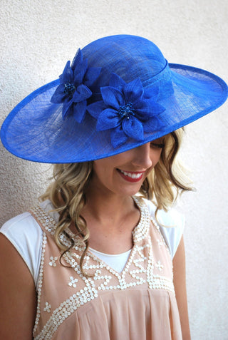 Royal Blue Sinamay Derby Hat