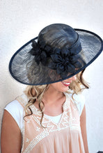 Load image into Gallery viewer, Large Black Kentucky Derby Hat 