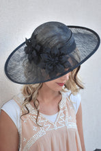 Load image into Gallery viewer, Kentucky derby hat, Wedding hat, Large Black hat 