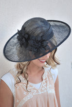 Load image into Gallery viewer, Large Black Kentucky Derby Hat 