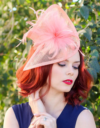 The Taylor Coral Fascinator, Tea Party Hat, Church Hat, Kentucky Derby Hat, Fancy Hat, Pink Hat, Wedding Hat, British Hat, Coral Hat