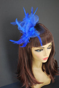 Royal Blue Hair Flower Fascinator, Tea Party Hat, Church Hat, Kentucky Derby Hat, Fancy Hat, British, Wedding Hat, Fascinator, womens hat