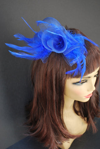 Royal Blue Hair Flower Fascinator, Tea Party Hat, Church Hat, Kentucky Derby Hat, Fancy Hat, British, Wedding Hat, Fascinator, womens hat