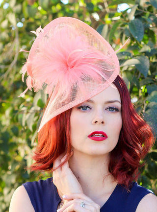 The Taylor Coral Fascinator, Tea Party Hat, Church Hat, Kentucky Derby Hat, Fancy Hat, Pink Hat, Wedding Hat, British Hat, Coral Hat