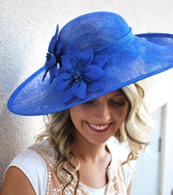 Load image into Gallery viewer, Royal Blue Sinamay Derby Hat