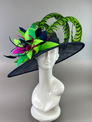 NAVY BLUE AND GREEN DERBY HAT