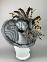 Load image into Gallery viewer, BLACK CRINOLINE HAT WITH PHEASANT FEATHERS