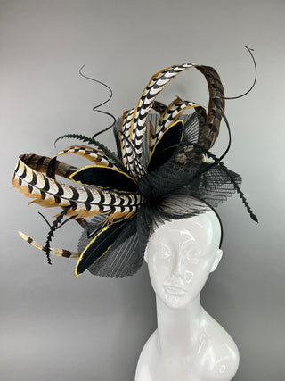 BLACK PHEASANT CRINOLINE FASCINATOR