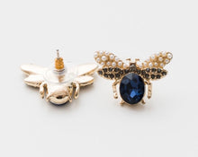 Load image into Gallery viewer, BLUE GLASS BEE EARRINGS