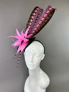 BLACK WITH CANDY PINK LADY AMHERST FEATHERS