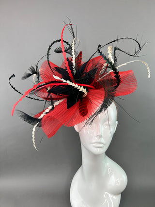 RED CRINOLINE FASCINATOR